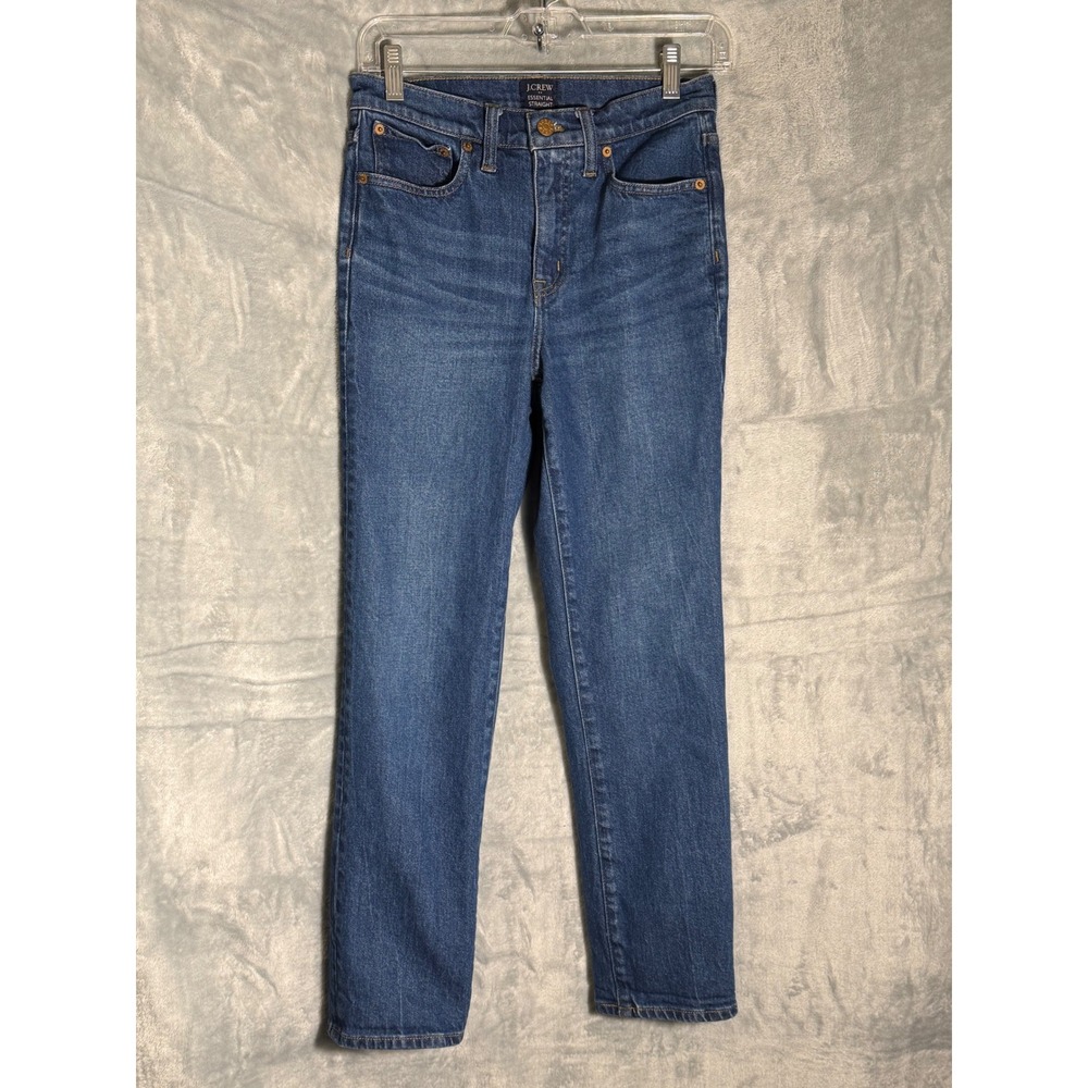 J.Crew Essential Straight Jeans Womens 25 Blue High Rise Denim ankle length